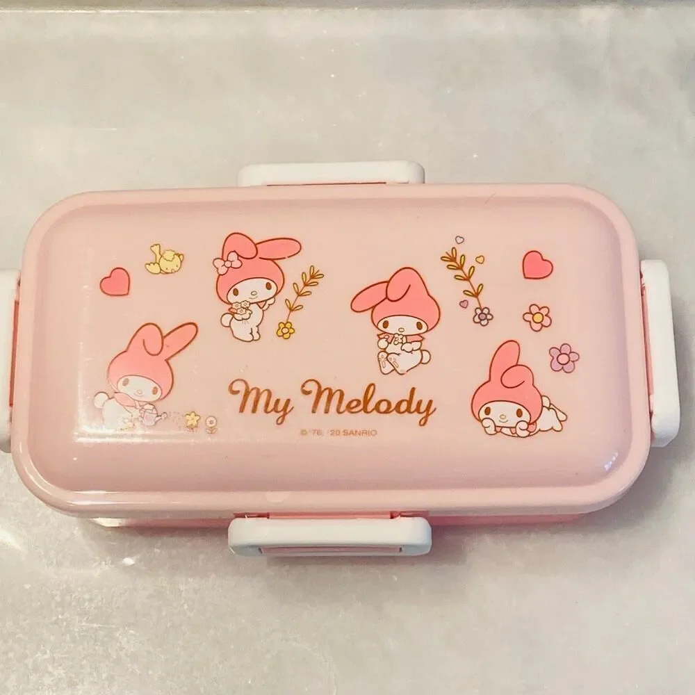 NWOT Miniso Sanrio License Kawaii My Melody Four Sided Button Bento Box Pink OS